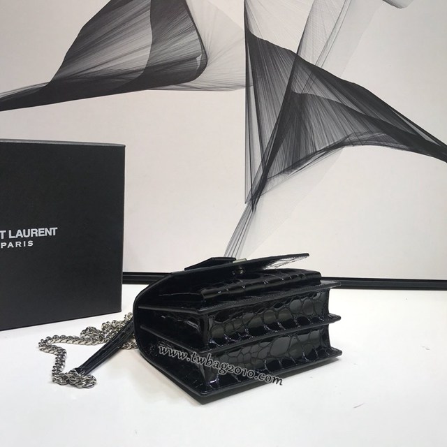 YSL专柜款女包 聖羅蘭經典款復古龜紋壓花鏈條包 YSL肩背斜挎包 441972  jjh1067